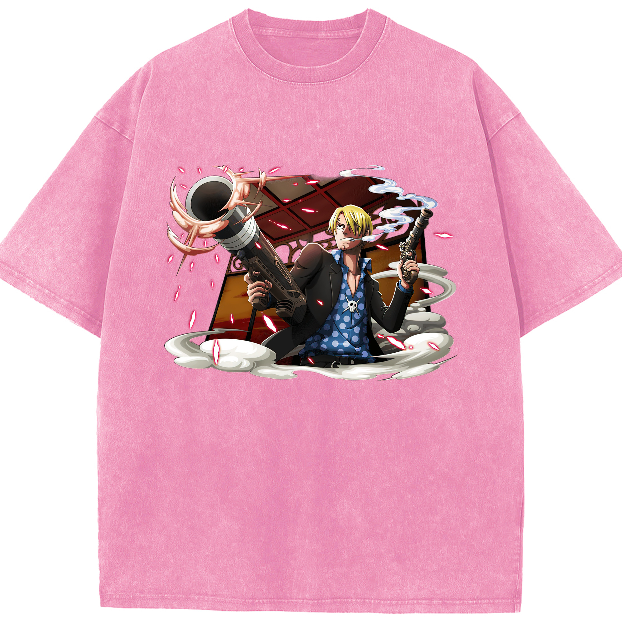 （画像用） ワンピース サンジ ONE PIECE Sanji 綿100% ヴィンテージ風 半袖Tシャツ（フロントプリント）